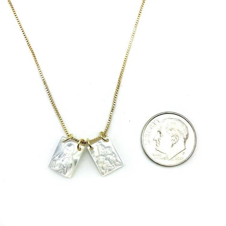 Guadalupe Gifts - Wholesale Pendant/Charm Necklace - Mother of Pearl Scapular Necklace 18-inch7