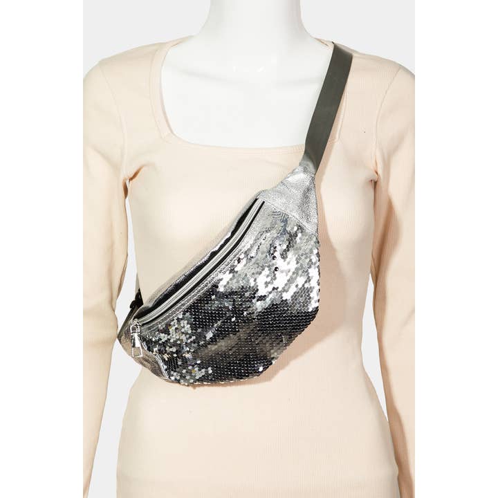 Paljett främre Fanny Pack med enkel dragkedja för wholesale av Collections by Fame Accessories