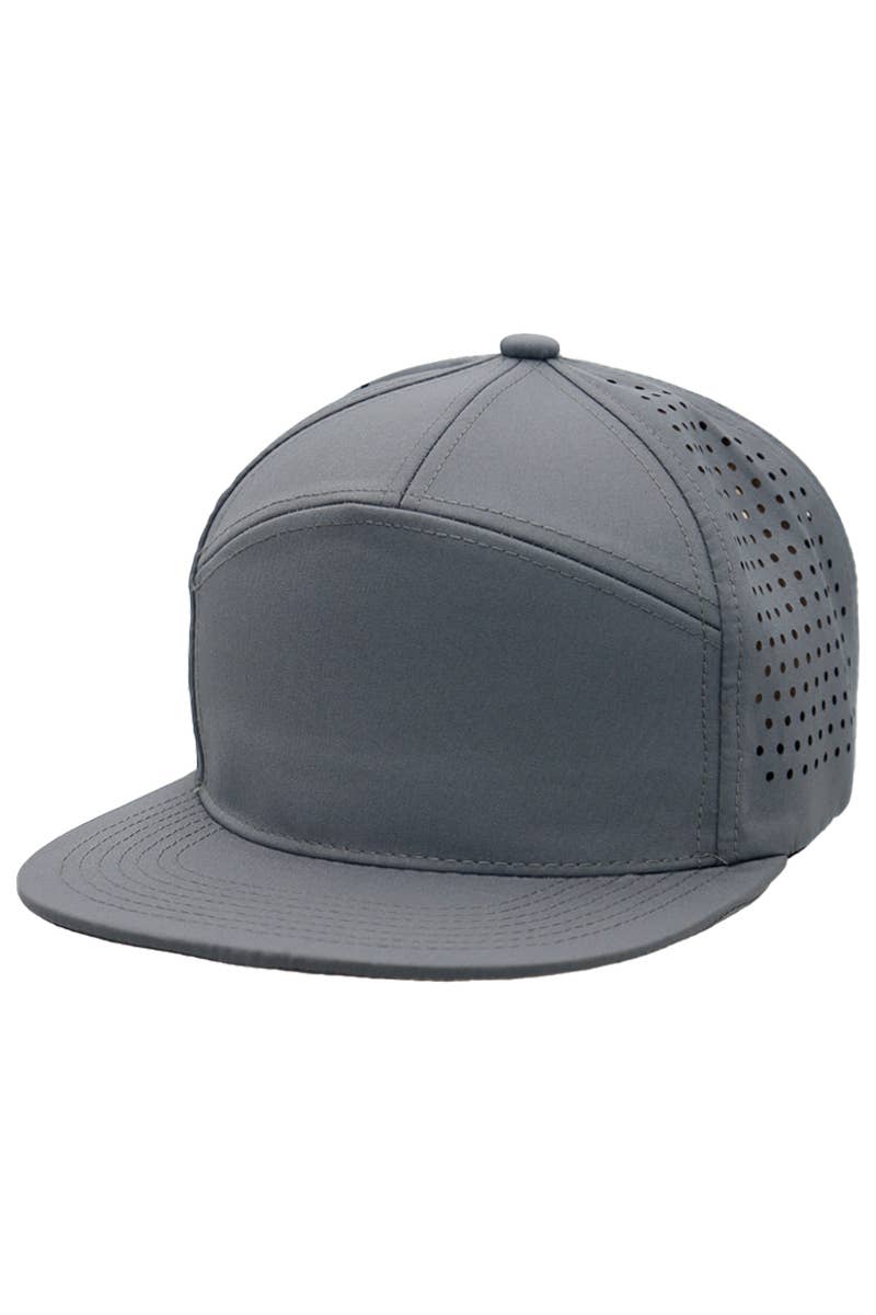 Cap Zone - Wholesale Flat Brim Cap - Men's - 7 Panel Perforated Cotton Poly Blend Snapback4