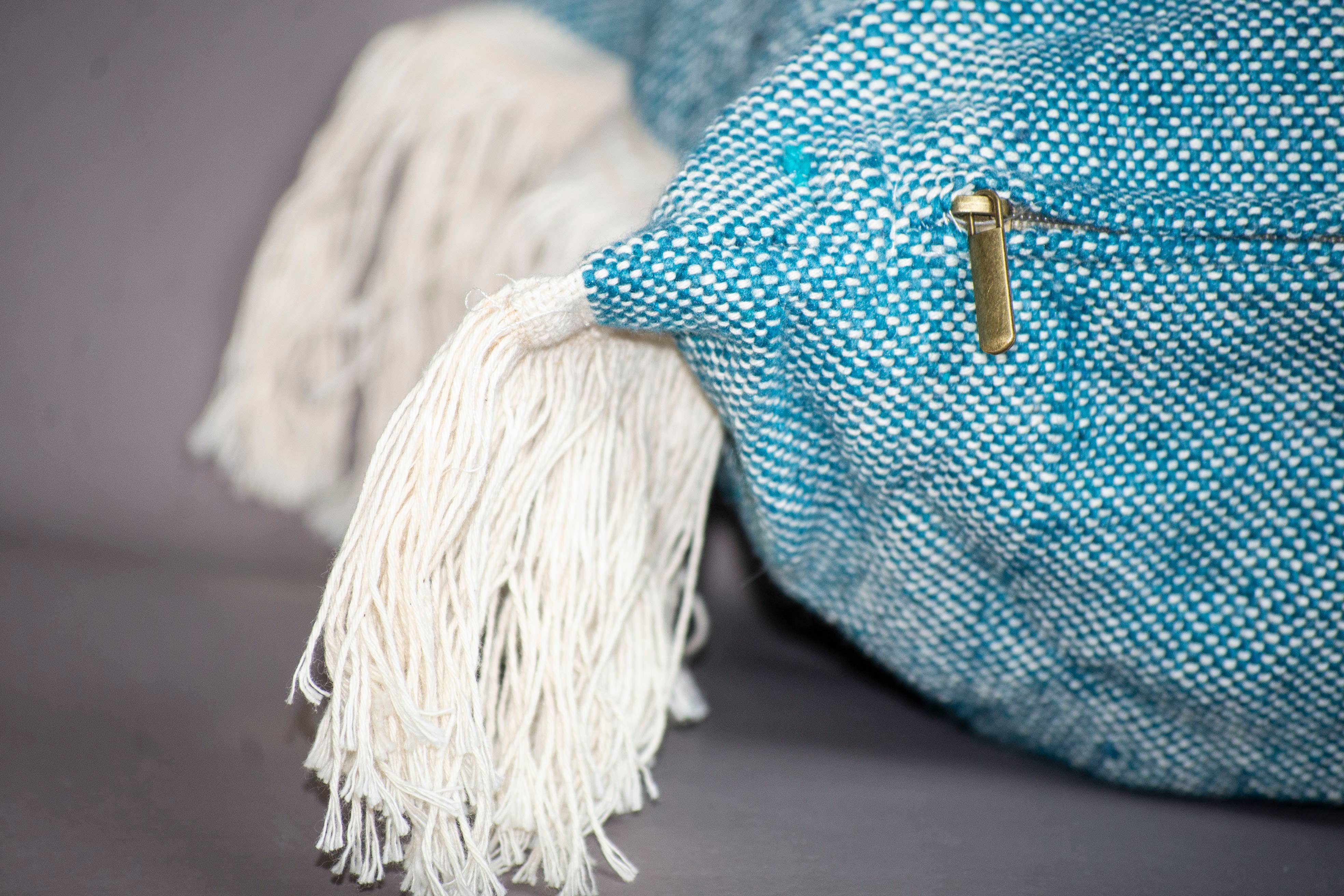 bazarifinagh - Wholesale Throw Pillow Cover - Handmade Moroccan Turquoise Pillow Cove Made From Cotton4