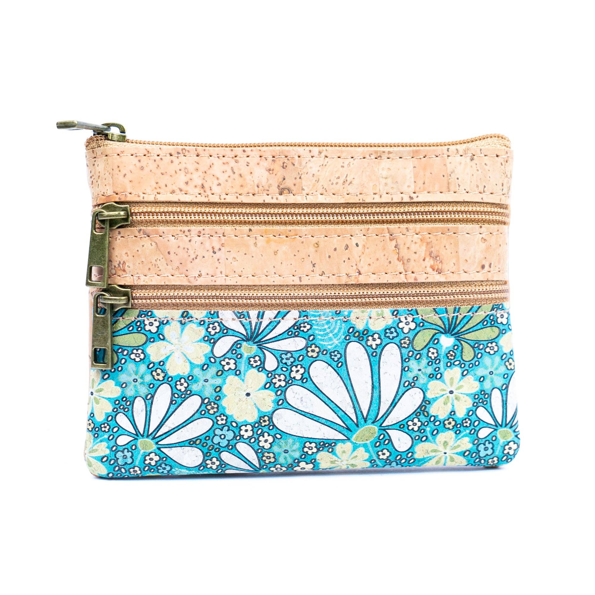 Meninas Bonitas Cork - Wholesale Wallet - Women's - Chic Printed Cork Mini Wallet with Triple Zippers for Women BAG-23270
