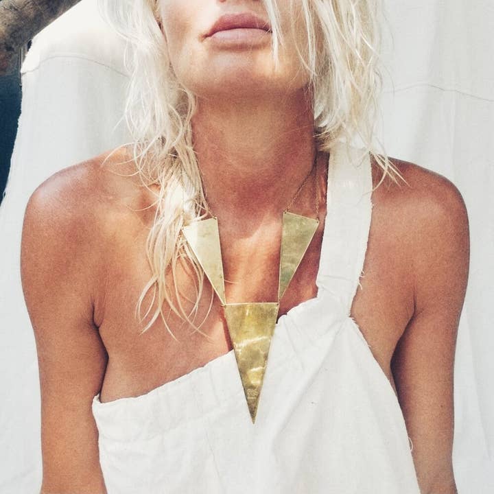 Paragon brass geometric handmade Triad Necklace for wholesale by Bisjoux