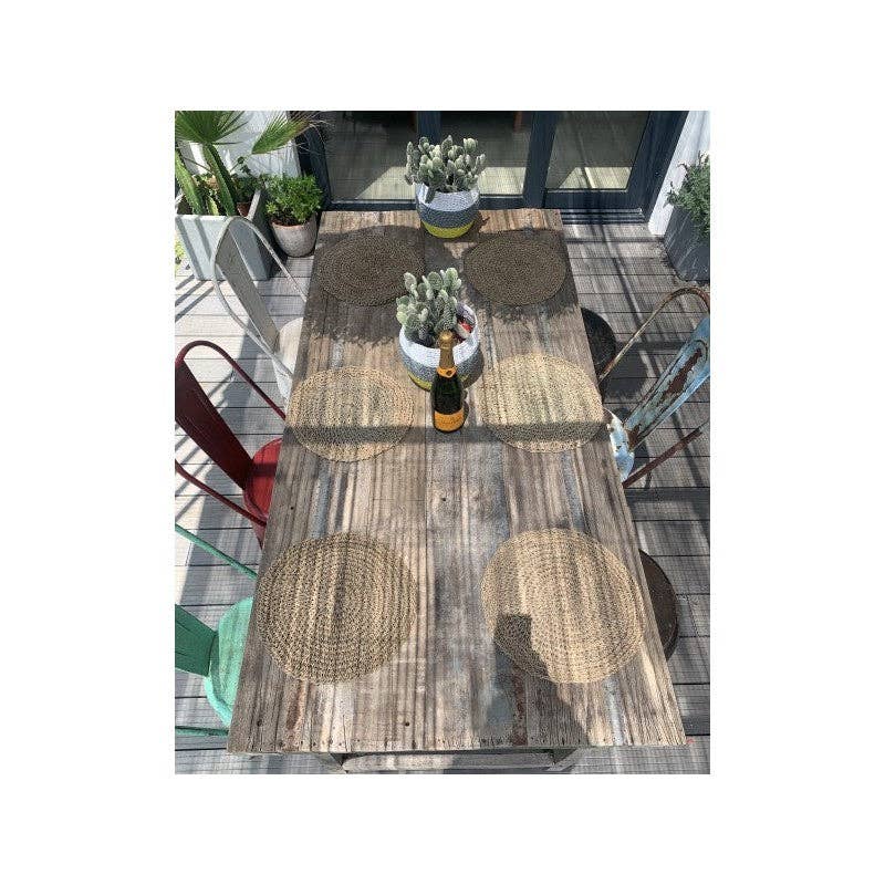 Paloma Black (Casa Natura Design, S.L.) - Vendita all'ingrosso Tovagliette - Sottopiatto Rotondo in Giacinto d'Acqua Naturale Intrecciato a Mano6