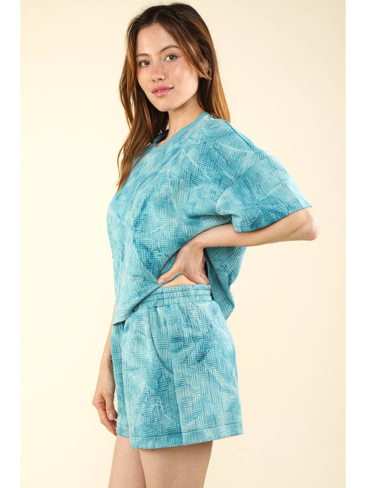 VERY J – Engroshandel Loungesæt - Dame – NT11780SET-Quiltet vasket behagelig striktop og shorts sæt8