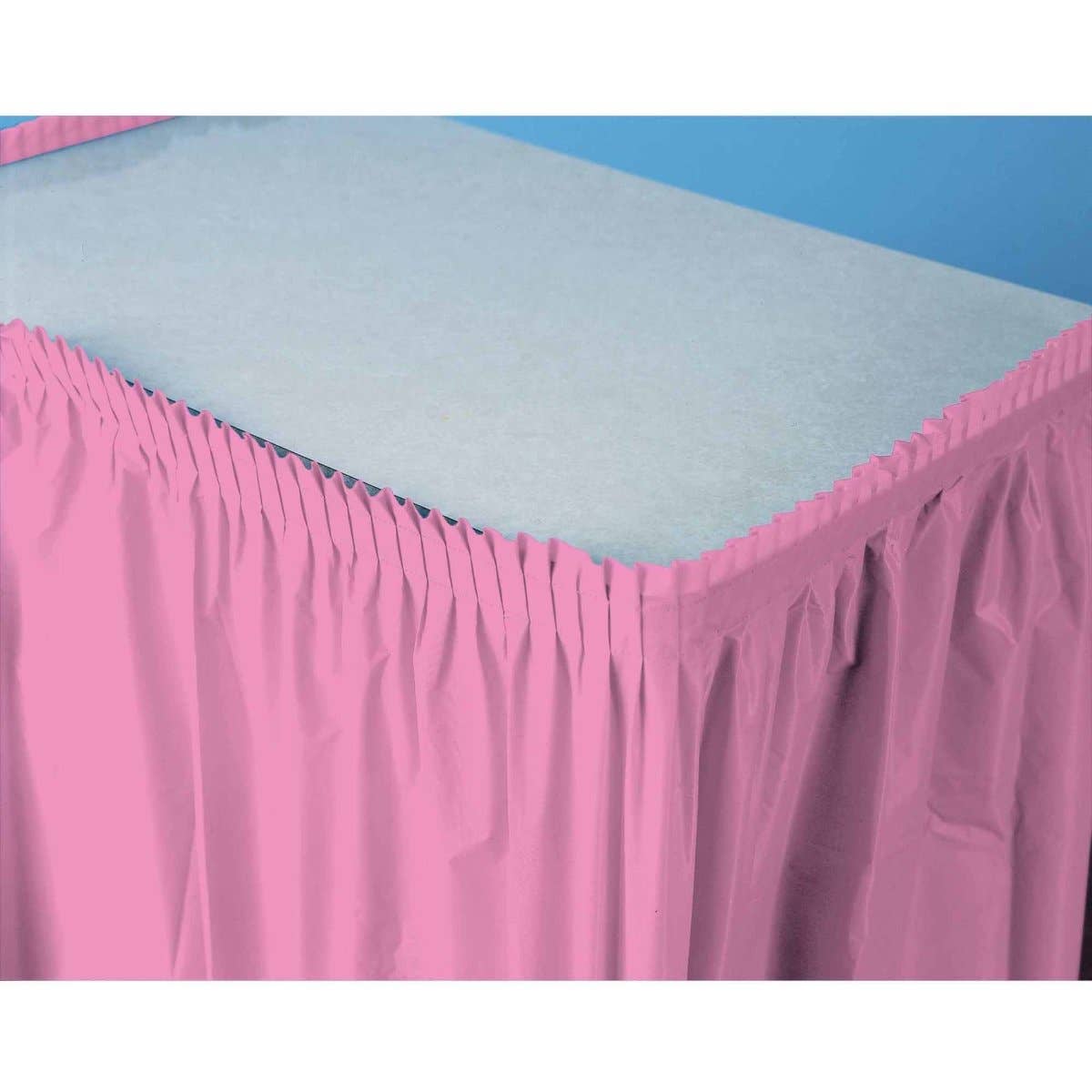 Party Expo, LLC - Wholesale Tablecloth - Candy Pink Plastic Tableskirt0