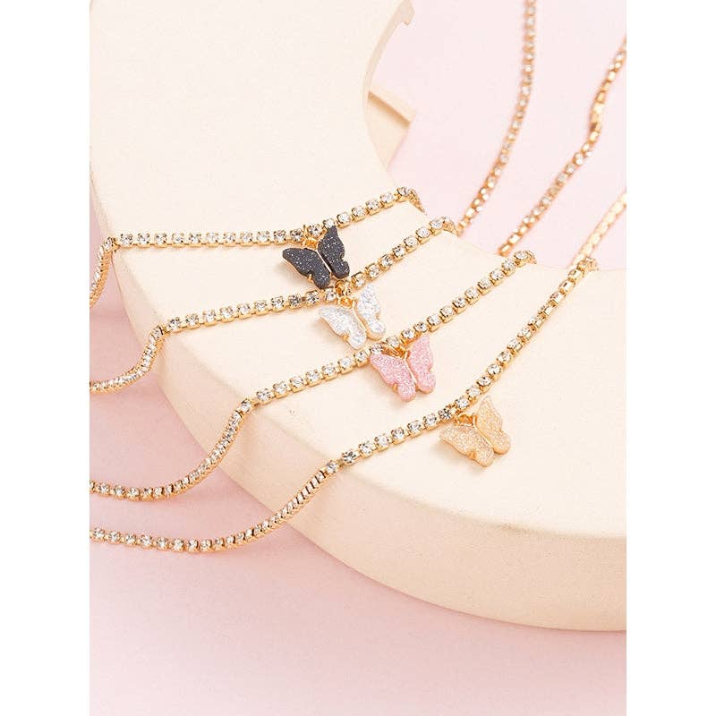 MoodGold - Wholesale Pendant/Charm Necklace - Original Rhinestone Adjustable Contrast Color Butterfly Pendant Necklaces Accessories3