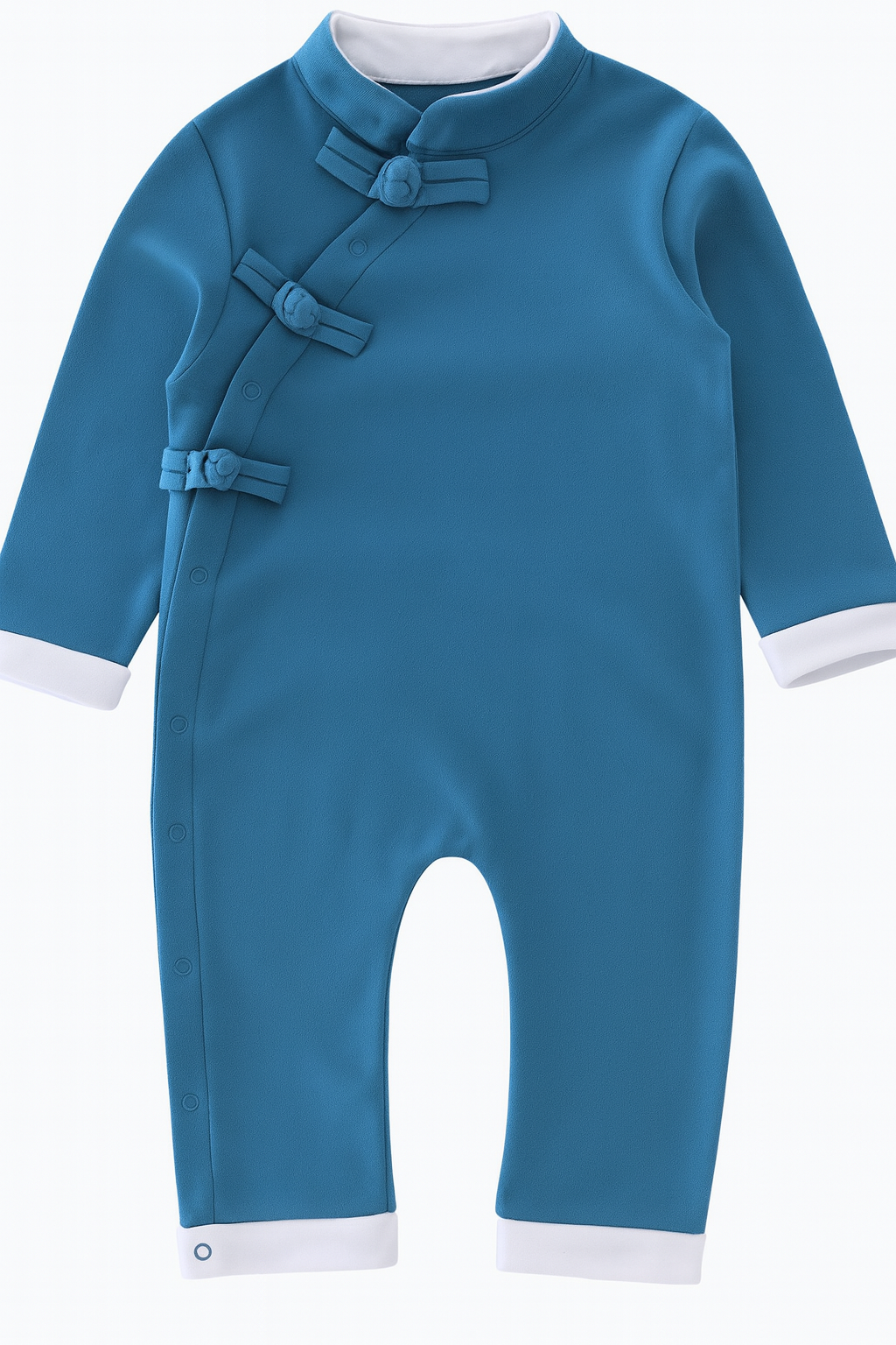 Fennco Styles - Vente Barboteuse – bébé - Barboteuse bleue inspirée de la tradition chinoise pour bébé2