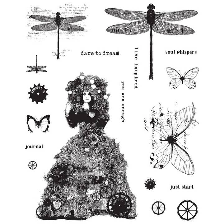 Finnabair Lot de 18 tampons adhésifs Dare to dream 6 x 7,5 pour la vente par Prima Marketing Inc