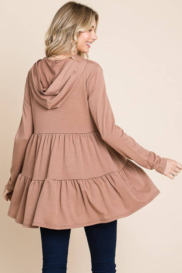 Culture Code - Wholesale Tunic - Women's - CFD1150LA - HOODIE SHIRRING LONG SLEEVE DRESS2