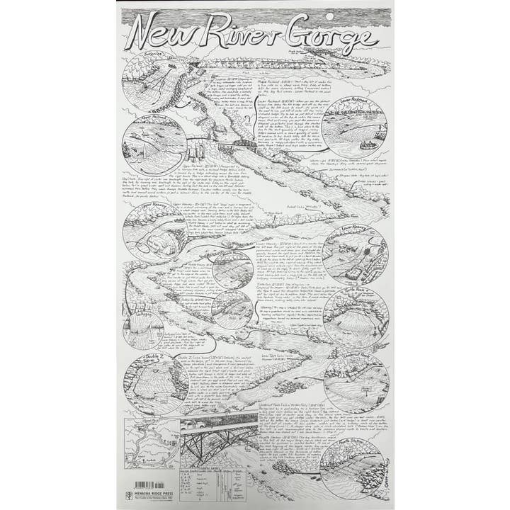 New River Gorge: River Map by William Nealy for wholesale by AdventureKEEN