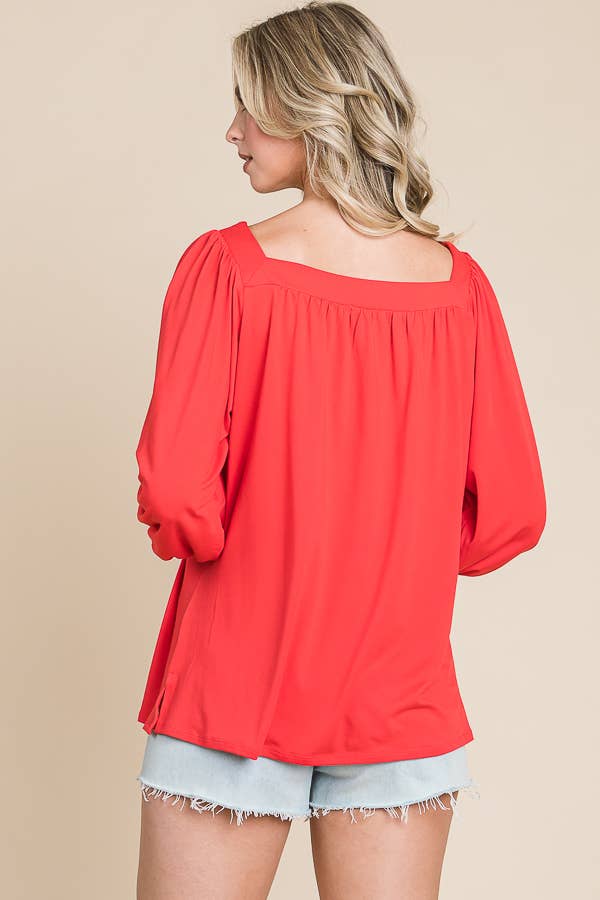 Culture Code - Wholesale Blouse - Women's - CJT1403Q - SQUARE NECK FLARE 3/4 SLEEVE TOP4