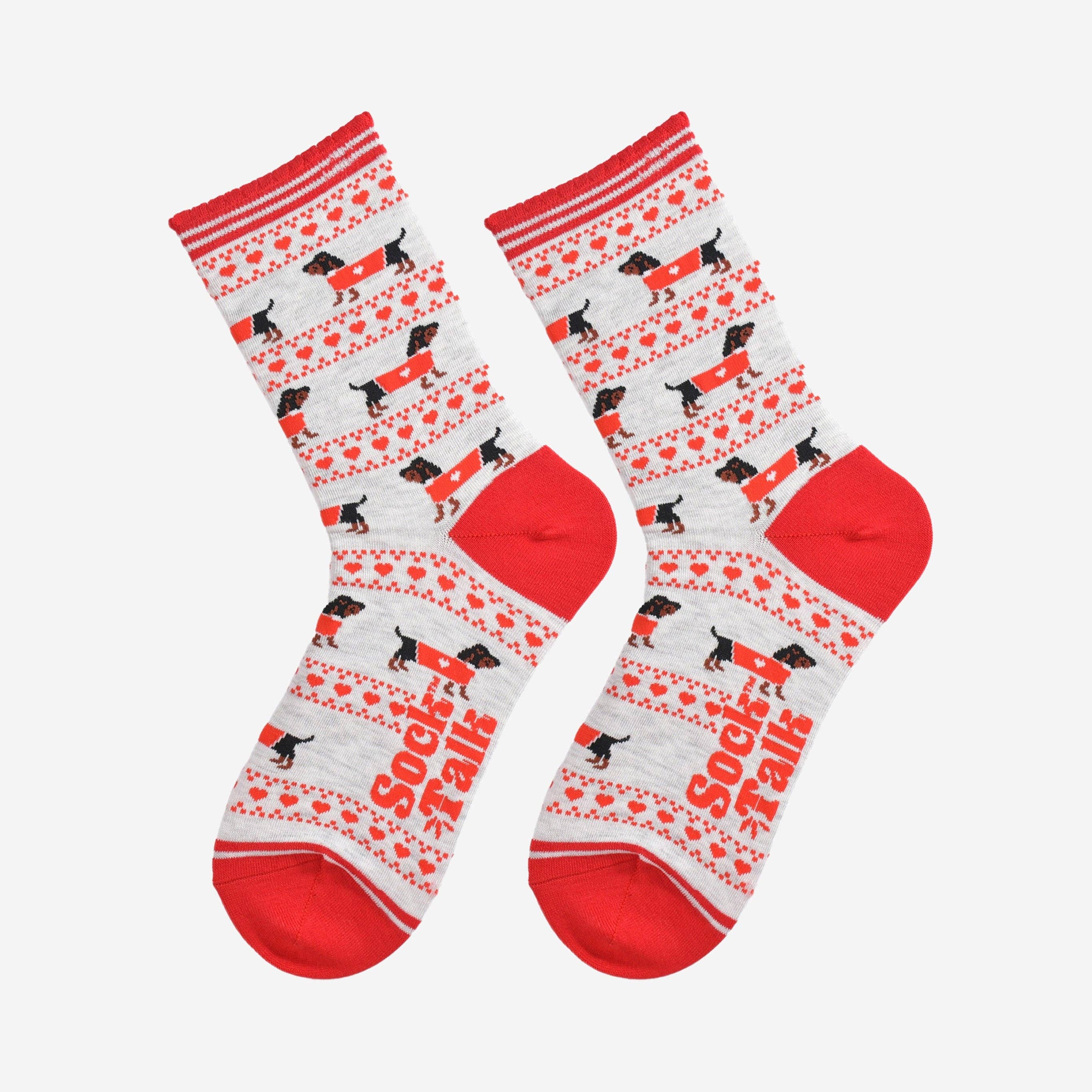 Sock Talk – wholesale Socks – Women's – Women's Bamboo Socks - Grey/Red, Sausage Dog Fair Isle1