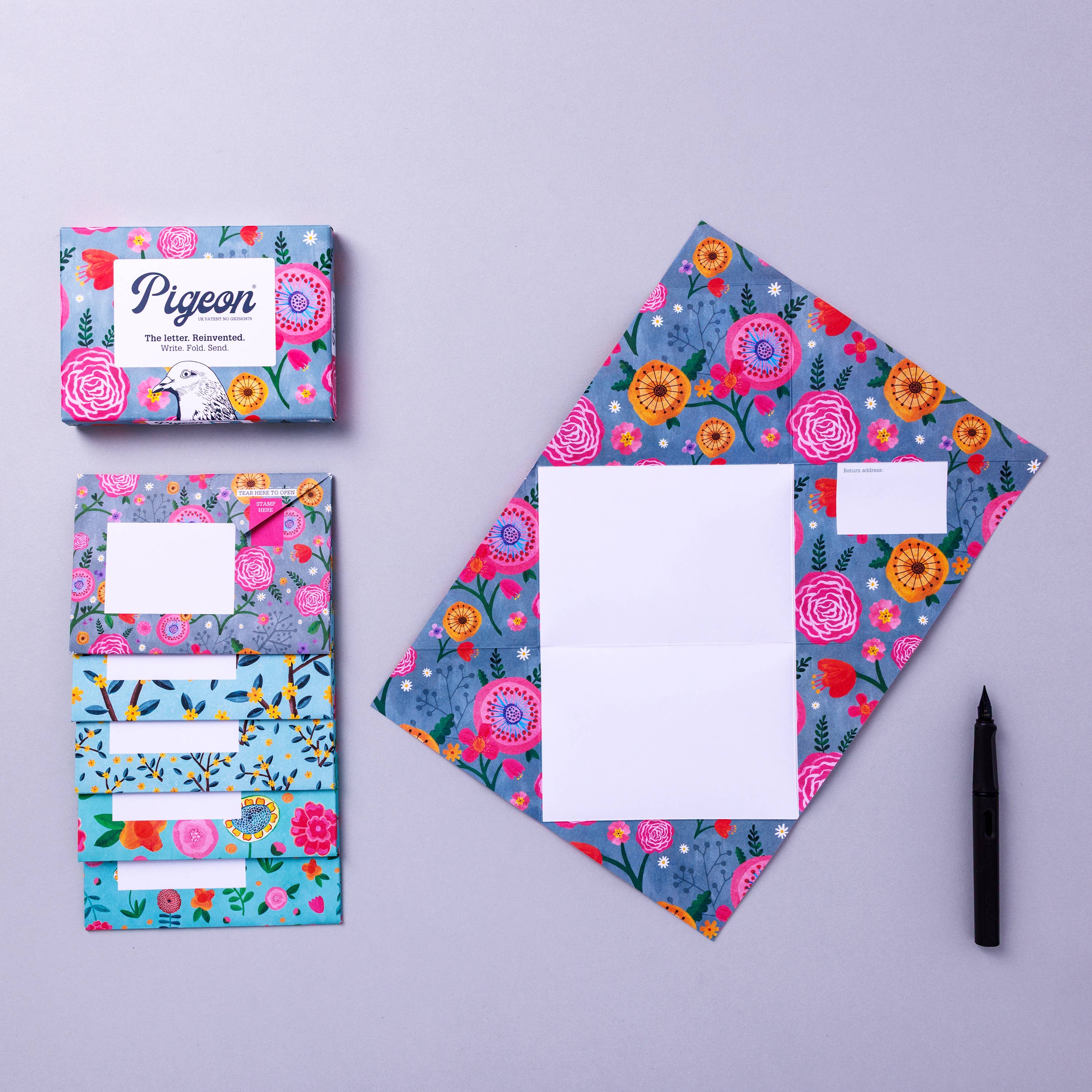 pigeonposted - Wholesale Stationery/Notecard Set - Wildflower Pigeon Artisan Letter Pack - pack of 6 letters1