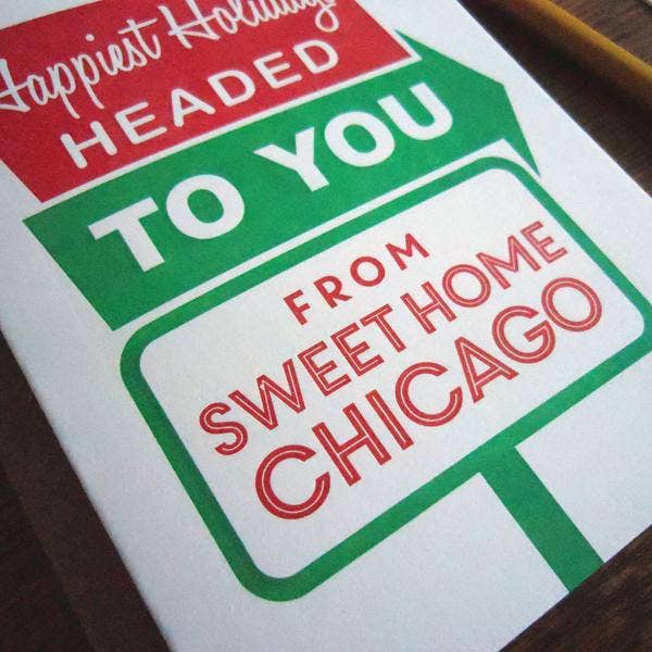 a. favorite design - Wholesale Season's Greetings Card - holiday sweet home chicago roadside sign1