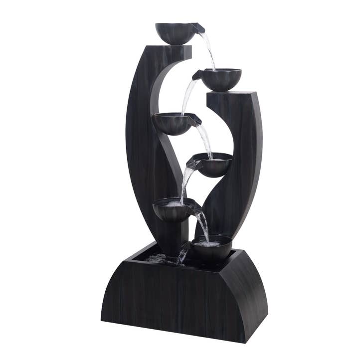 Hi-Line Gift Ltd. - Wholesale Outdoor Ornament/Decor - Outdoor Metal Cups Fountain with Rusty Gray Finish