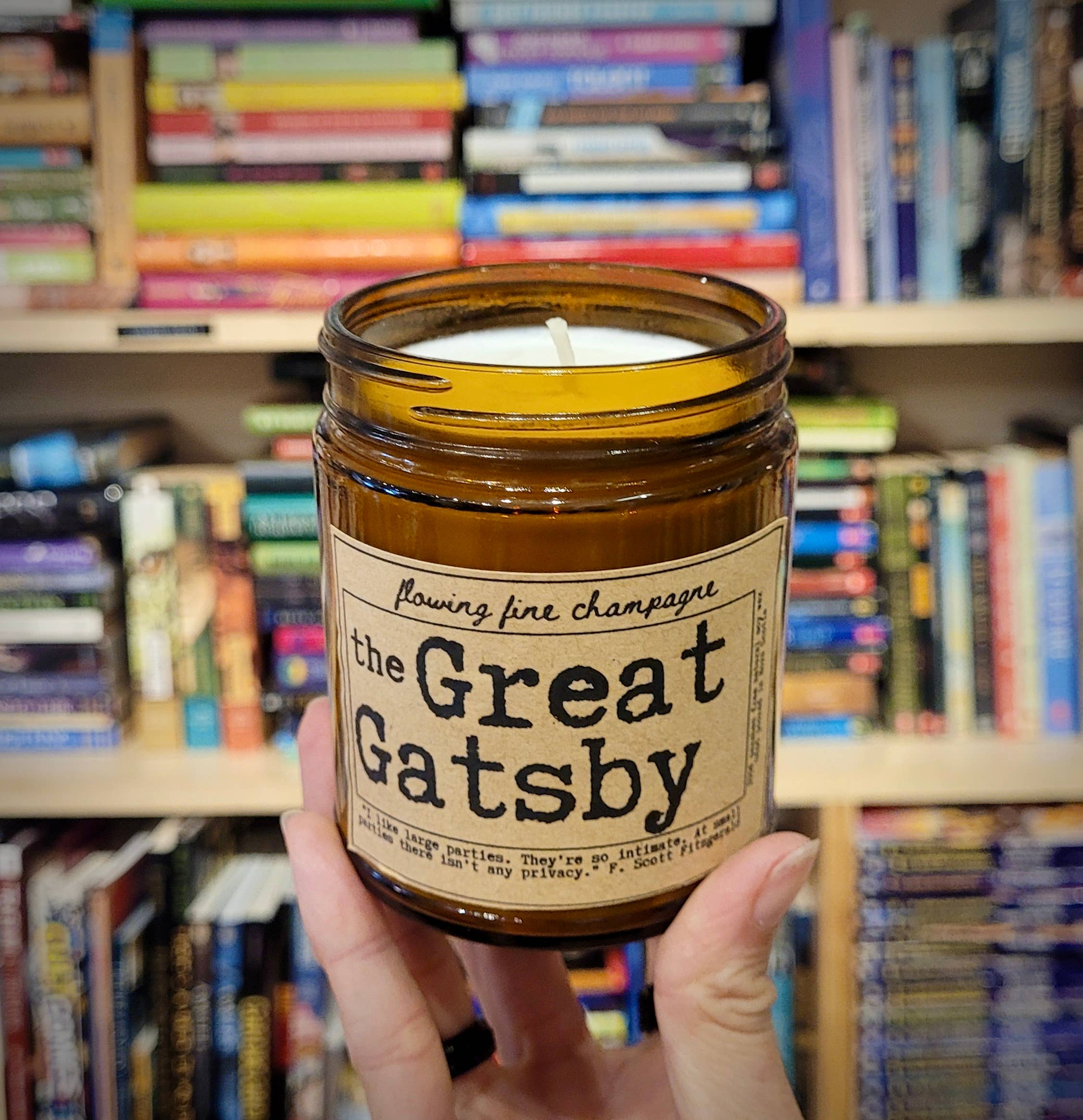 NovelTea Bookstore & Gifts - Wholesale Jar/Filled Candle - The Great Gatsby - Champagne Scented Candle4