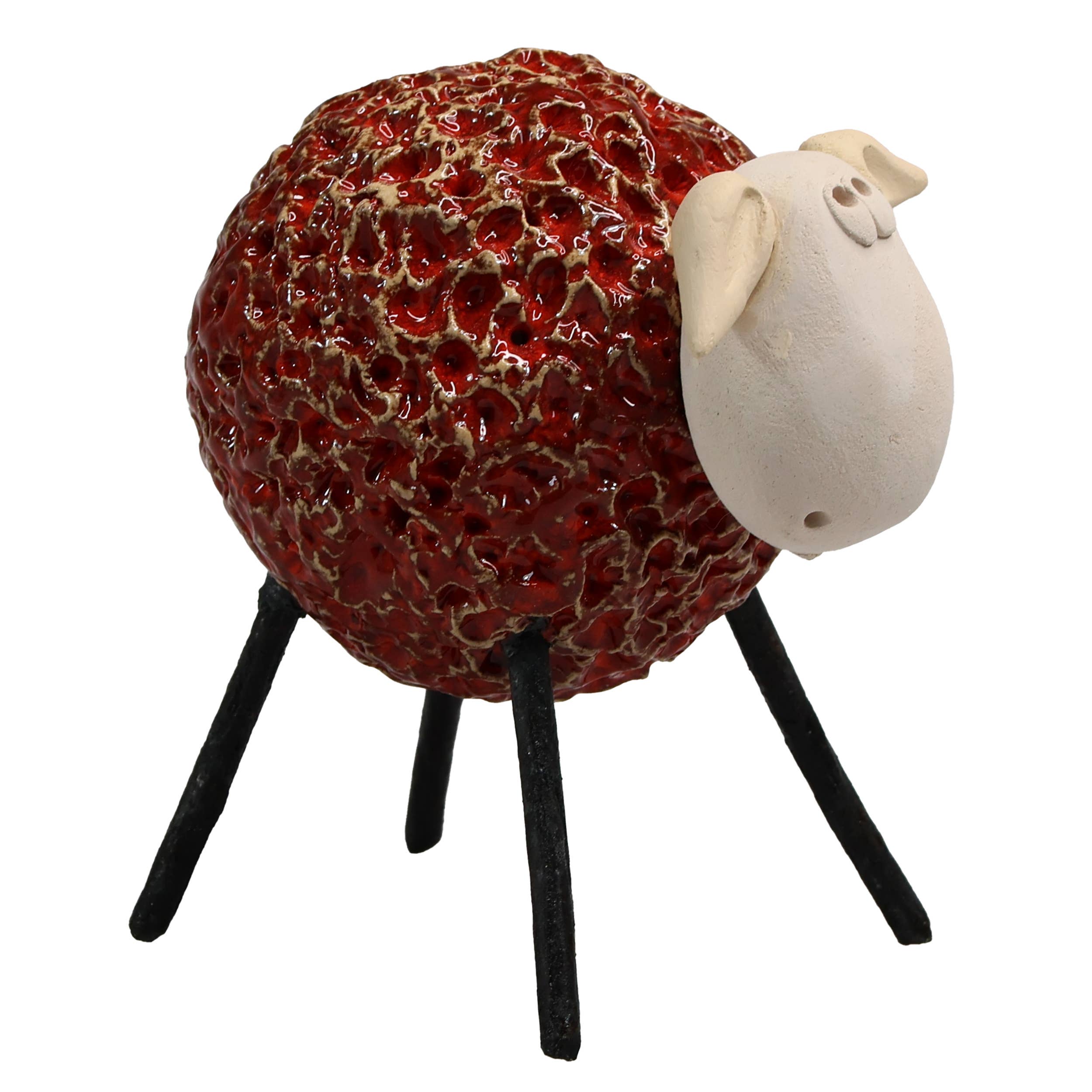 Enigma Supplies - Vendita all'ingrosso Statuette decorative - Pecora lanosa con gambe in ferro, statuetta in ceramica, vari colori20