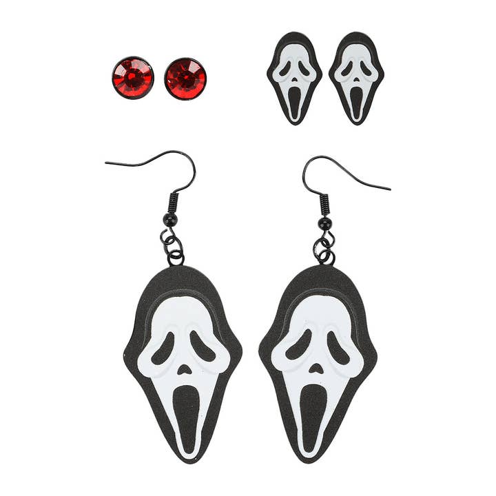 Ghost Face 3 Pack Earring Set for wholesale by Bioworld Merchandising