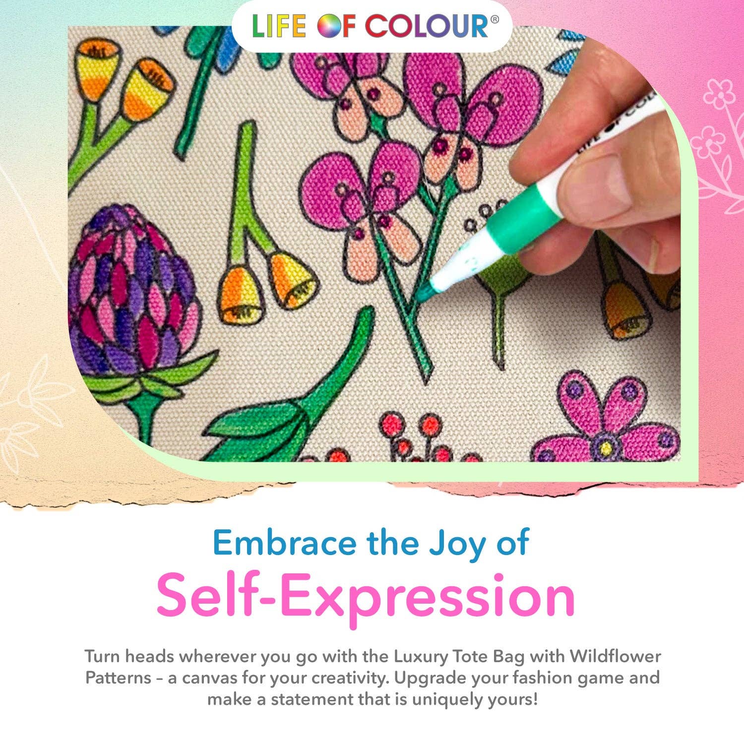 Life of Colour - Venta al por mayor Bolsa grande - Unisex - Bolsa para garabatos DIY, diseño de corazones de amor10