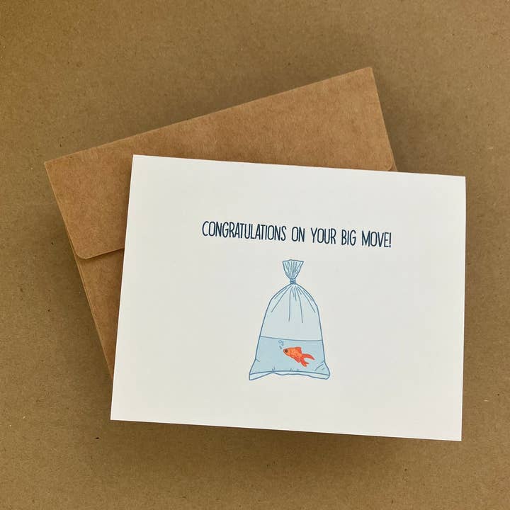 Congratulations On Your Big Move! - Fish - Housewarming Card for wholesale by Longoria Doodles