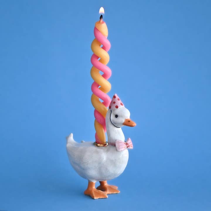Camp Hollow Porcelain Animal Treasures - Wholesale Cake/Cupcake Topper - Pink Goose Cake Topper1