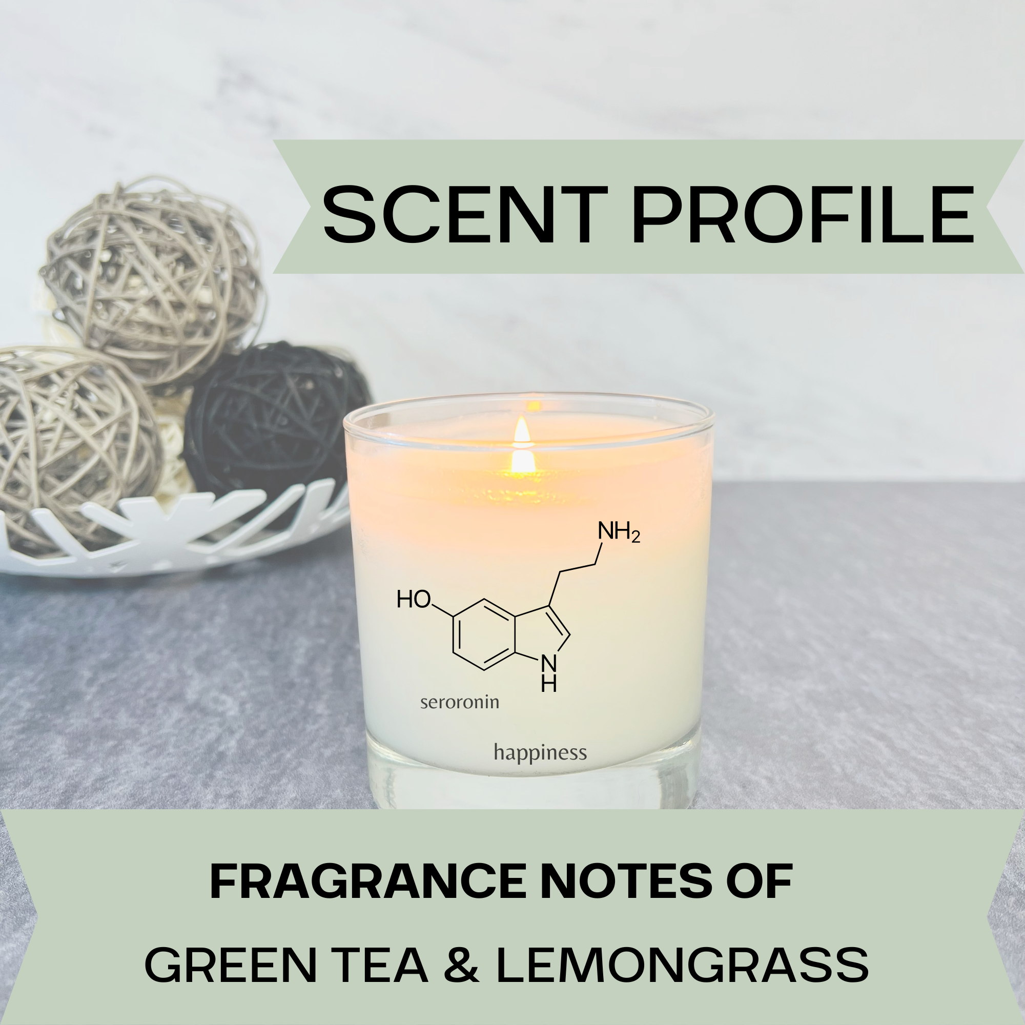 Out of Darkness Candle Co - Wholesale Jar/Filled Candle - Serotonin Molecule Soy Candle Science Chemistry Rock Glass5