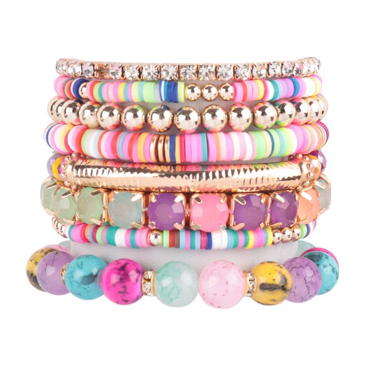 MYS Wholesale Inc - Wholesale Beaded Bracelet - Fimo Ccb Mix Bead Charm Stretchable Bracelet12