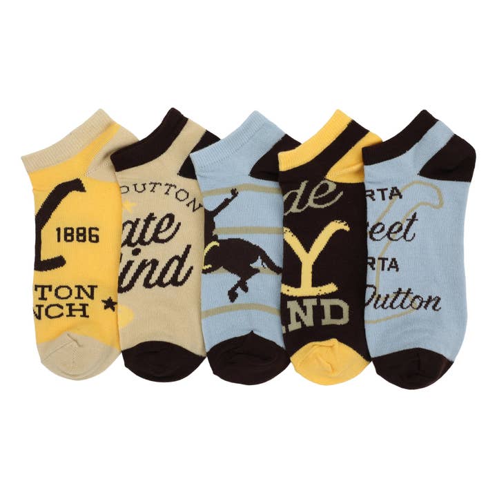 Yellowstone Quotes 5-Pair Women's Ankle Socks for wholesale by Bioworld Merchandising