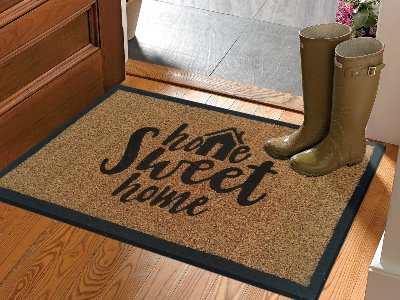 Voglrieder - Vente Paillasson - Paillasson en coco 60 x 40 cm avec motifs pour porte d'entrée10