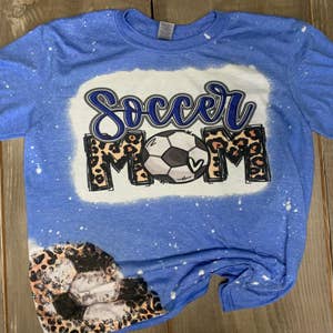 Women's Soccer Mom leopard print goal bleached short sleeve Green T-shirt  size s