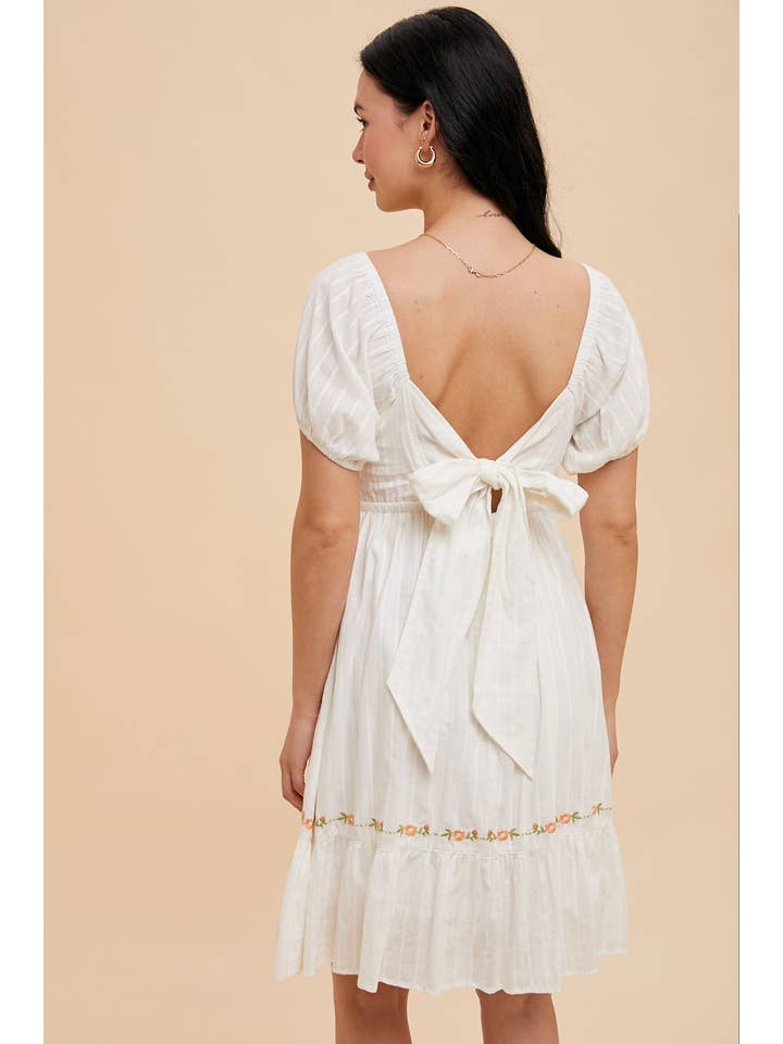 In Loom - Wholesale Dress - Women's - EMBROIDERED SQUARE NECK MINI DRESS