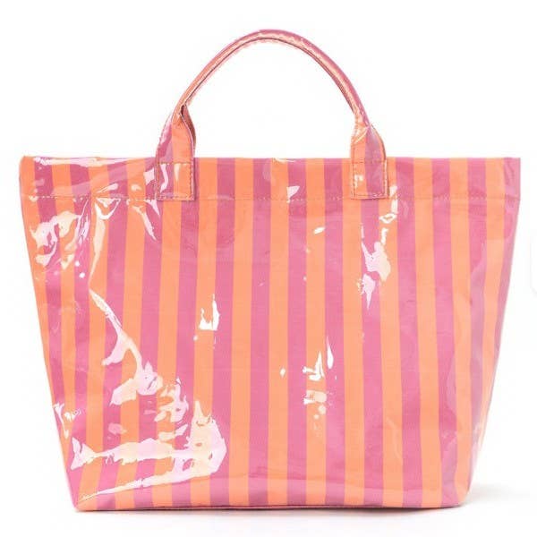 JOSSLYN by wall to wall - Wholesale Tote Bag - Women's - Large Striped Vinyl Tote Bags | 40P5954