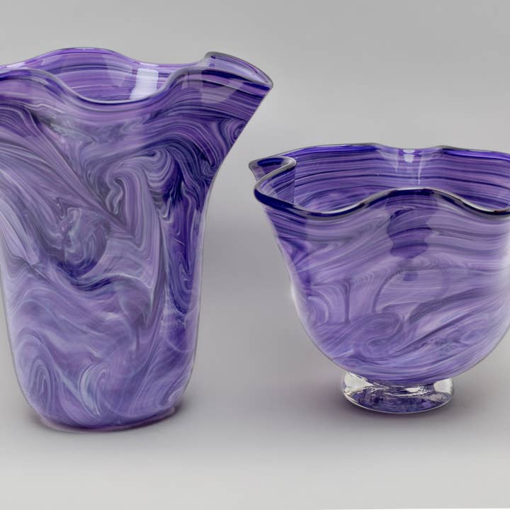 Slow Burn Glass Studio LLC - Wholesale Vase - Handblown Glass Ruffled Bowl or Vase5