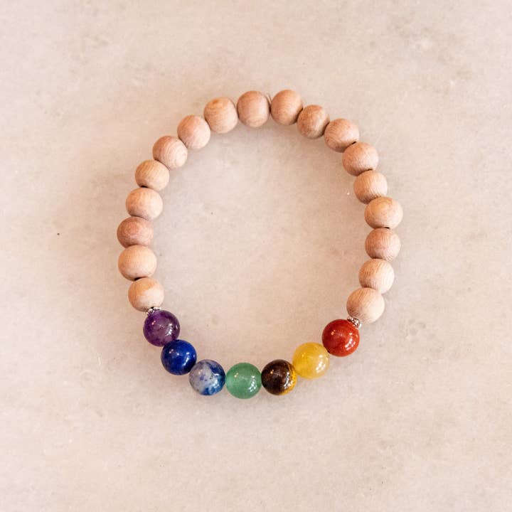 Two Birds Eco Shop - Wholesale Aromatherapy Bracelet - Chakra Gemstone Bracelet with Rosewood Diffuser Beads4