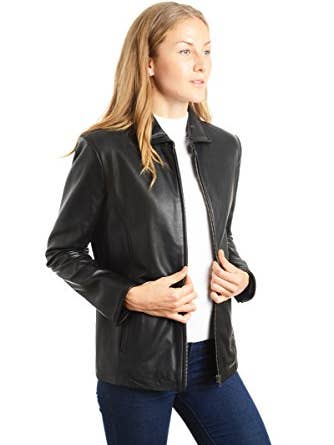 Black REED Women's 26" Classic Leather Jacket for wholesale on Faire