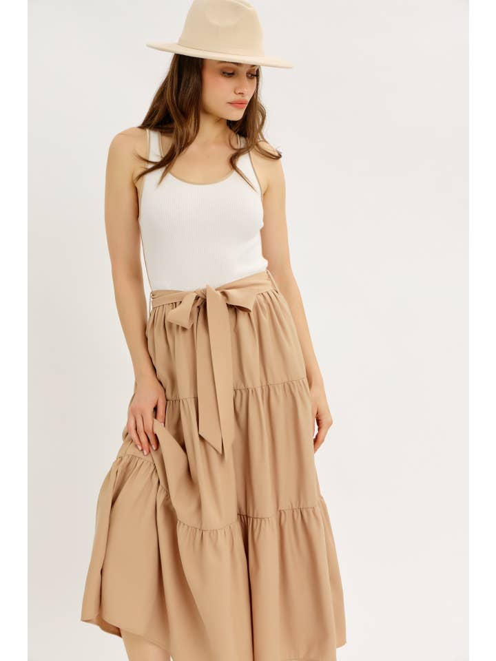 idem ditto – Engroshandel Kjole - Dame – MIDI-KJOLE MED BÆLTE OG FLÆSEDETALJER I BLANDET MEDIE OG SWEATERMATERIALE7