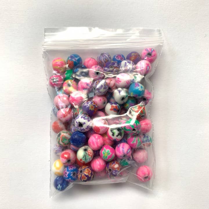 The Bead Bazaar - Wholesale Beads - 100 Bright Flower Beads, 90's Boho Accent Flower Beads, Colo5
