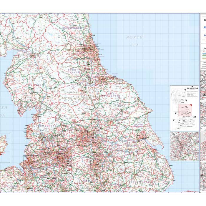 Mapa de Newcastle, Leeds, Manchester & Liverpool para venta al por mayor de Map Marketing Limited