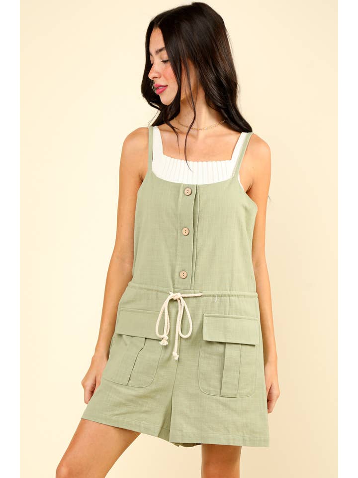 VERY J - Vendita all'ingrosso Tutina - Donna - Pagliaccetto in tessuto solido con bottoni NP704461