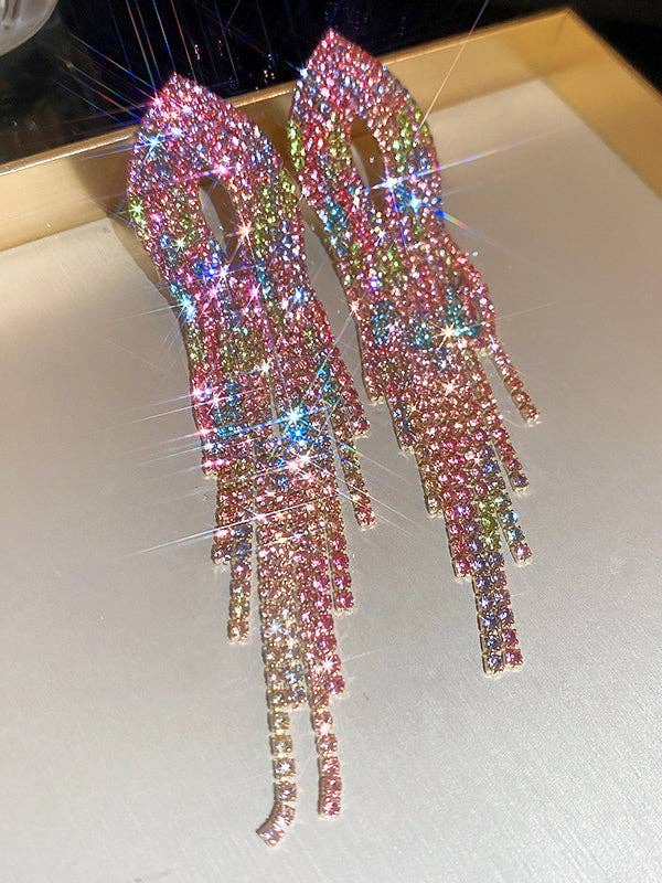 UZ Wholesale Store - Wholesale Tassel Earrings - Gradient Hollow Tasseled Earrings - Gold, Fuchsia, Colorful12