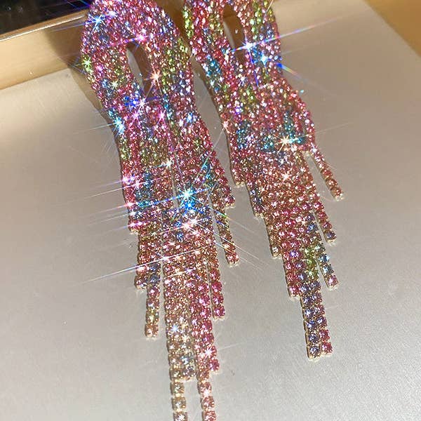 UZ Wholesale Store – wholesale Tassel earrings – Gradient Hollow Tasseled Earrings - Gold, Fuchsia, Colorful12