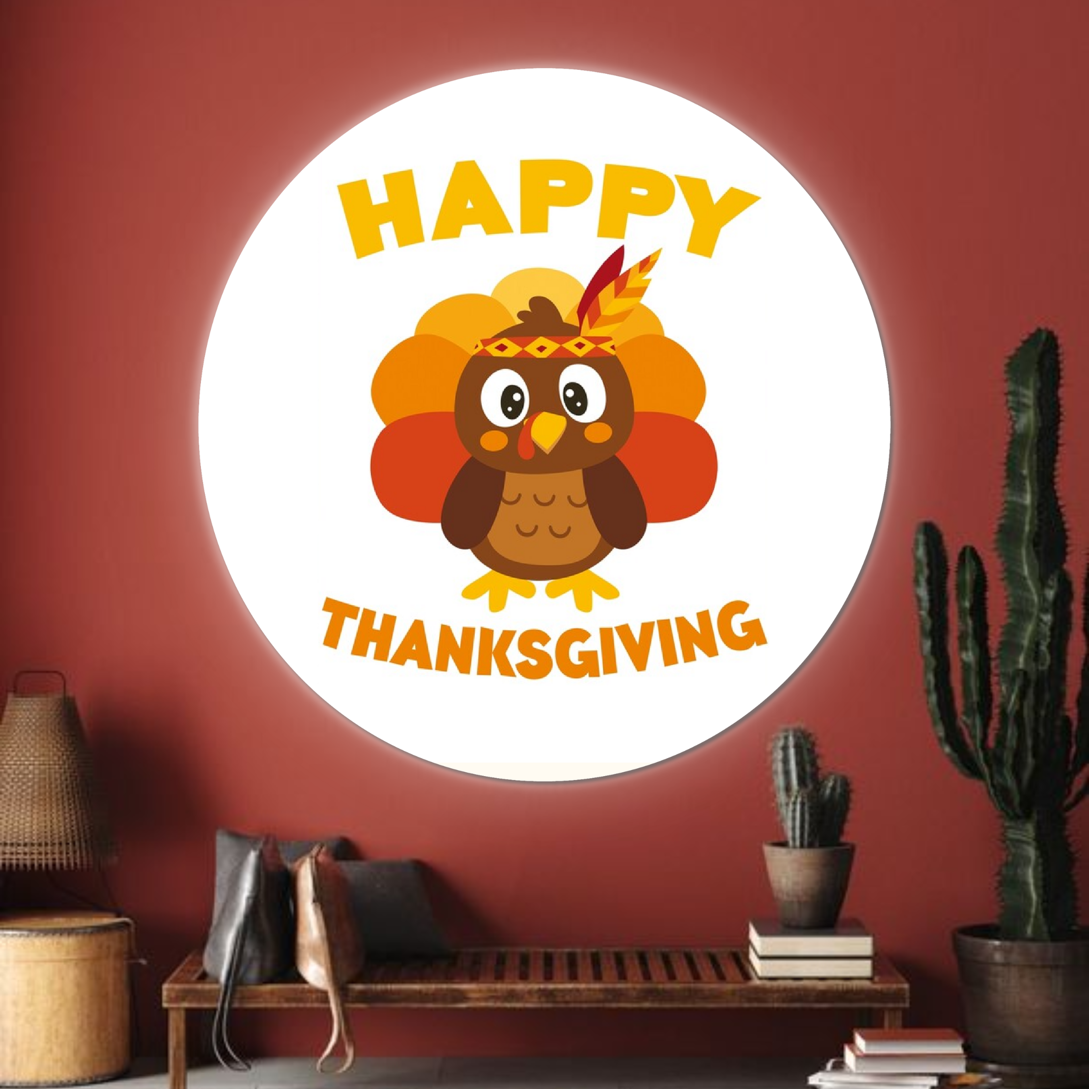 Glow Neon - Wholesale Neon Sign - Happy Thanksgiving Printed Neon Sign, Wall Art Lights Deco1