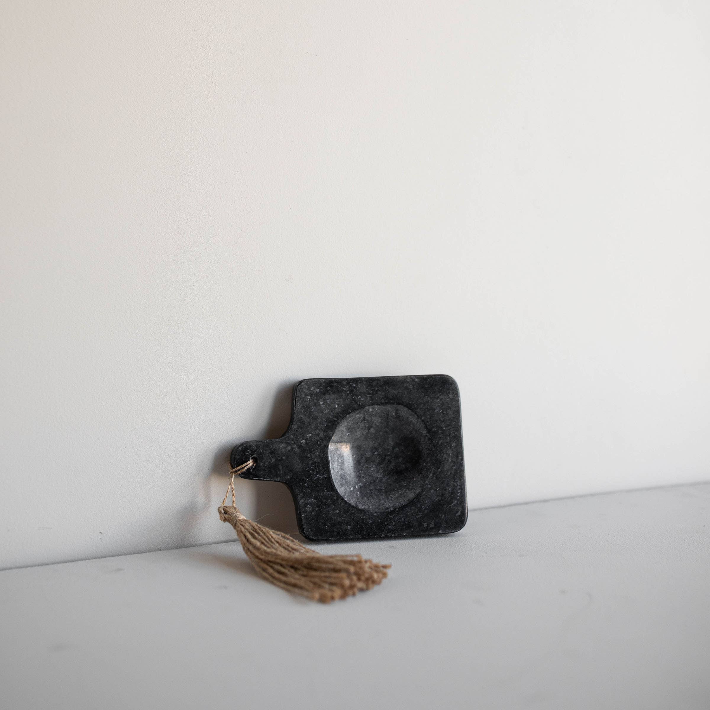 Foreside Home & Garden - Wholesale Spoon Rest - Keith Black Marble Paddle Spoon Rest with Jute Tassel6