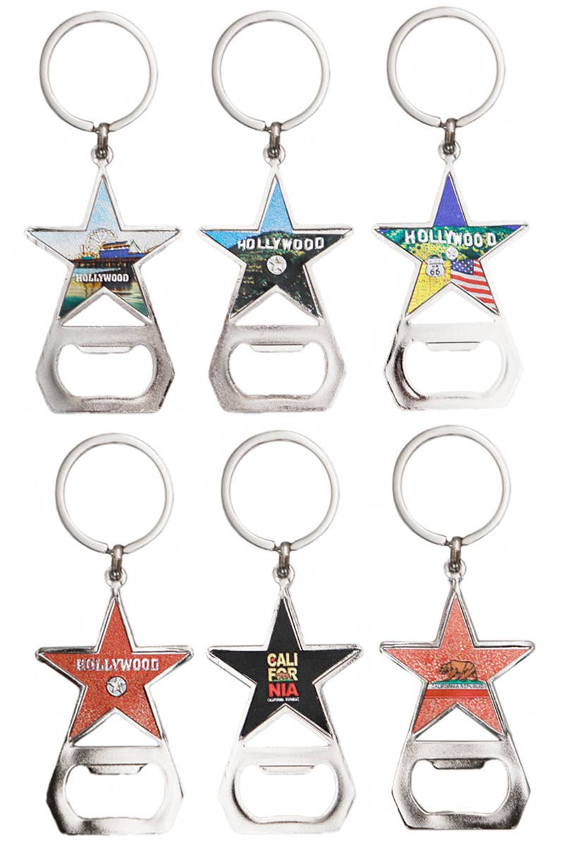 ASSORTI Porte-clés ouvre-bouteille en métal Hollywood California en vente sur Faire0
