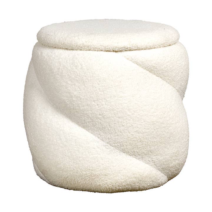 Aurélie teddy white chest stool D41.5 H44cm for wholesale by Opjet Paris