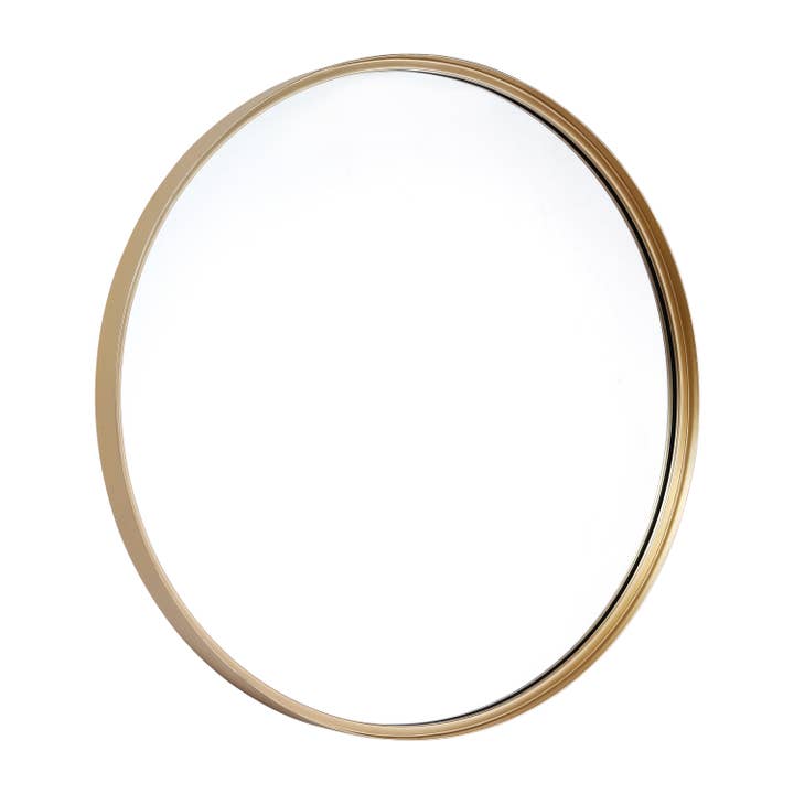 27.5" Round Gold Metal Framed Accent Wall Mirror for wholesale on Faire1
