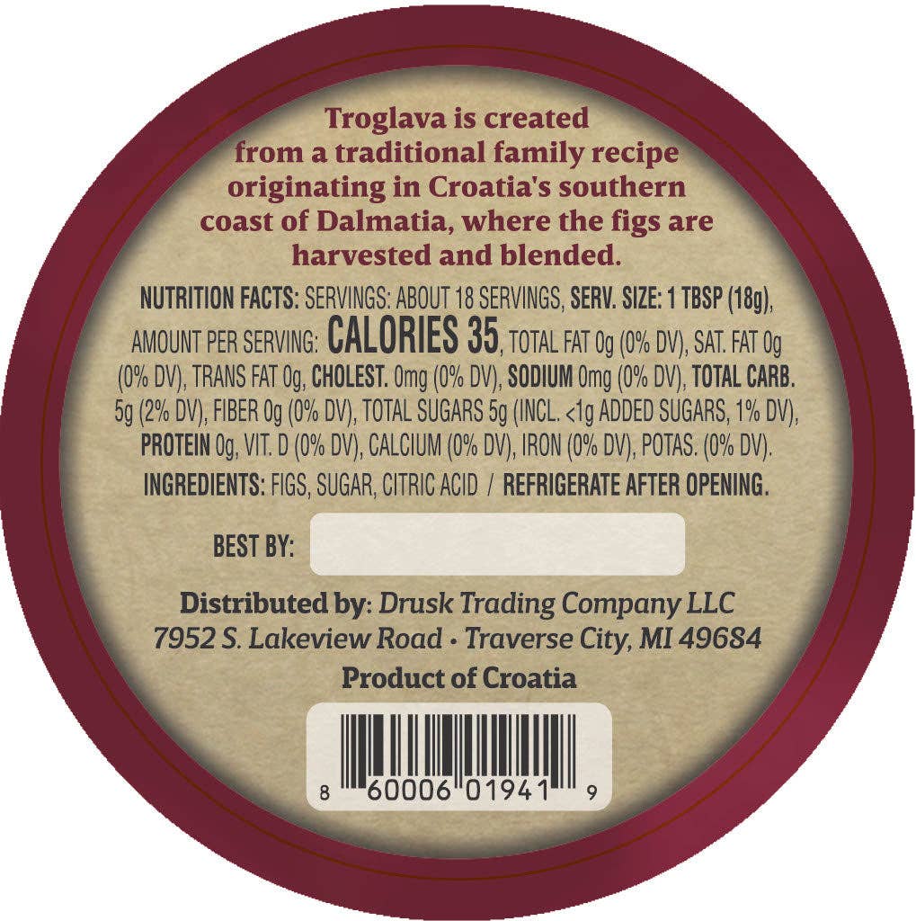 Drusk Trading Company - Wholesale Jam/Jelly - Croatian Fig Jam | 96% Fig | Troglava (12oz)1