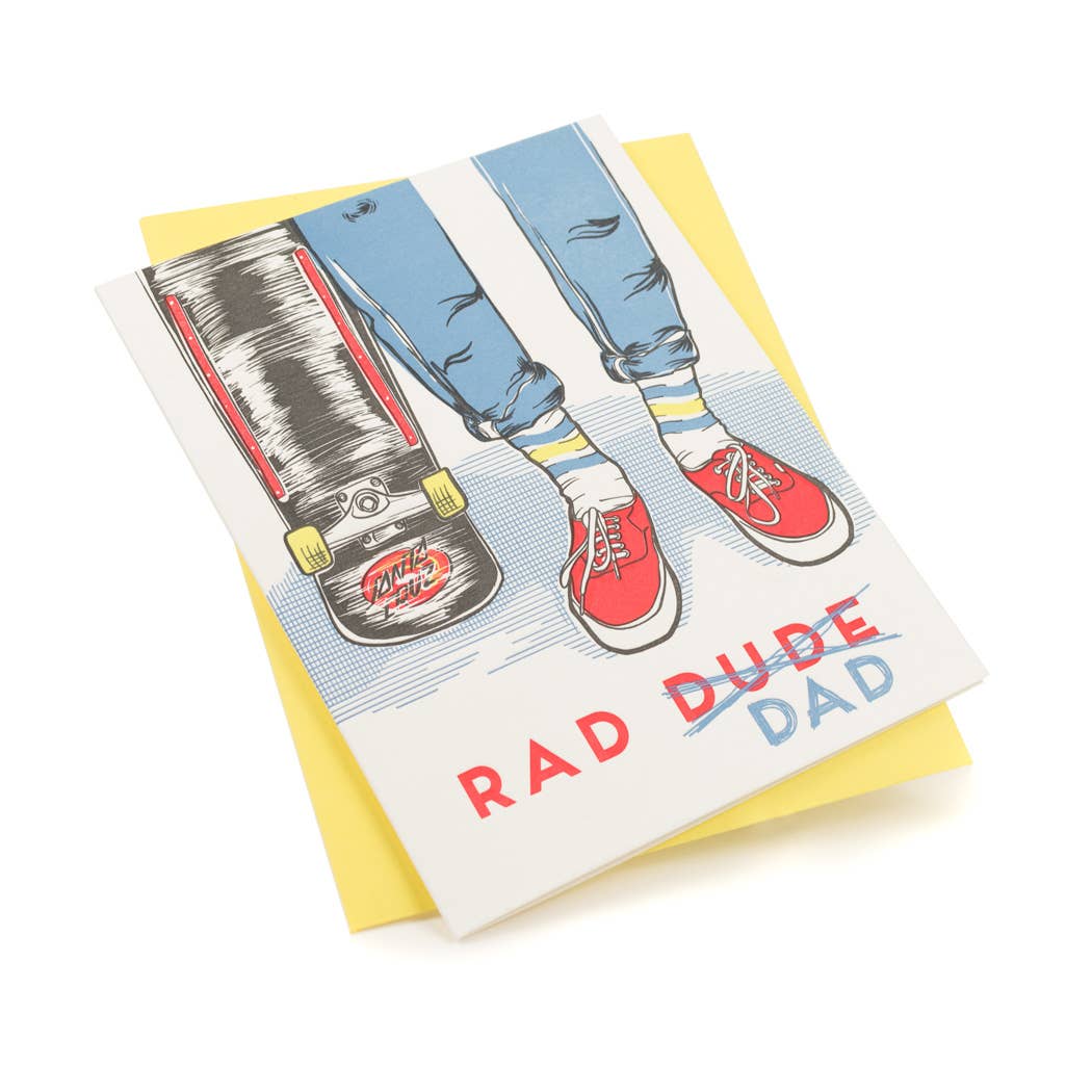 Porchlight Press Letterpress - Venta al por mayor Tarjetas del Día del Padre - Tarjeta de patinador Rad Dad Dad1