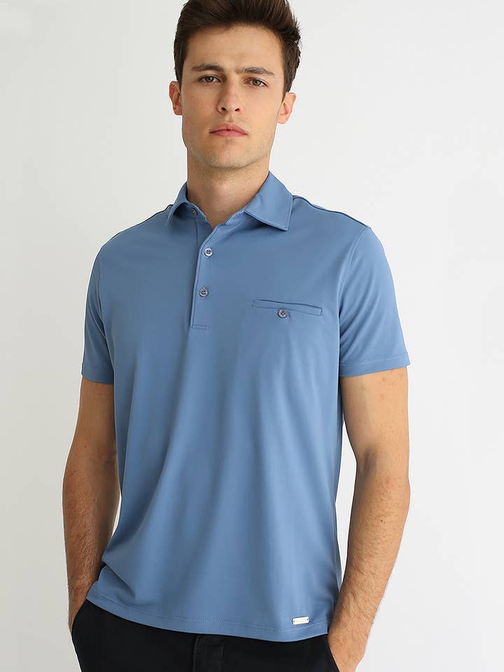 Pocket Essential Polo Shirt (regular) - Moonlight Blue for wholesale by BATECH® Barcelona