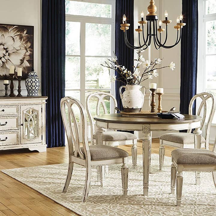Chipped White French Country Oval Dining Room Extension Table for wholesale on Faire